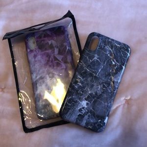 iPhone X Amethyst Crystal and Marble Phone Cases